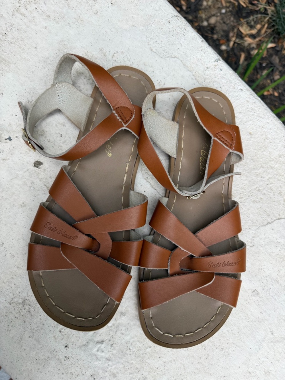 Salt Water Brown Leather Strappy Women's Sandals